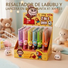 RESALTADOR DE LABUBU Y LAPICERA EN DOBLE PUNTA X1 XH-133