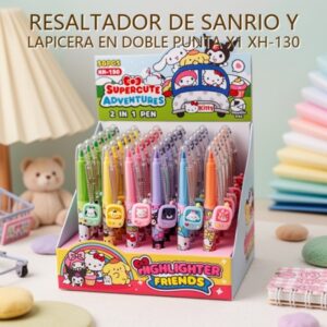 RESALTADOR DE SANRIO Y LAPICERA EN DOBLE PUNTA X1 XH-130