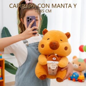 CAPIBARA CON MANTA Y TE 45 CM