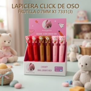 LAPICERA CLICK DE OSO FRUTILLA 0.7MM X1 7331(3)