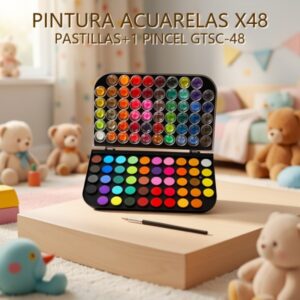 PINTURA ACUARELAS X48 PASTILLAS+1 PINCEL GTSC-48