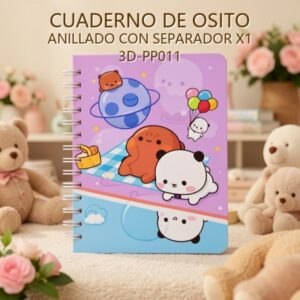 CUADERNO DE OSITO ANILLADO CON SEPARADOR X1 3D-PP011
