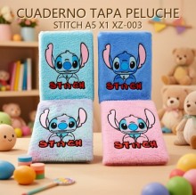 CUADERNO TAPA PELUCHE STITCH A5 X1 XZ-003