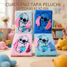 CUADERNO TAPA PELUCHE STITCH A5 X1 XZ-006