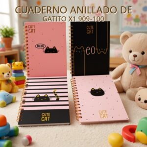 CUADERNO ANILLADO DE GATITO X1 909-100