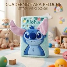 CUADERNO TAPA PELUCHE STITCH A5 X1 XZ-001