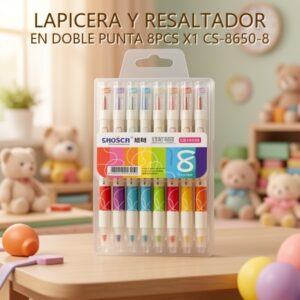 LAPICERA Y RESALTADOR EN DOBLE PUNTA 8PCS X1 CS-8650-8