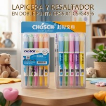LAPICERA Y RESALTADOR EN DOBLE PUNTA 6PCS X1 CS-G49-6
