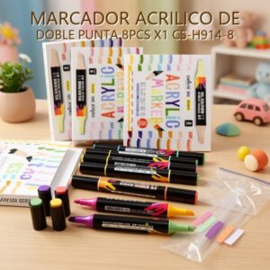 MARCADOR ACRILICO DE DOBLE PUNTA 8PCS X1 CS-H914-8