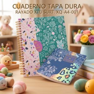 CUADERNO TAPA DURA RAYADO X1U SURT. XQ-A4-001