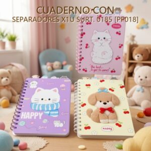 CUADERNO CON SEPARADORES X1U SURT. 0185 [PP018]