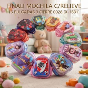 MOCHILA C/RELIEVE 16 PULGADAS 3 CIERRE 0028 [X-1631]