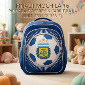 MOCHILA 16 PULGADA 3 CIERRE SIN CARRITO X1U SURT. 3831 [21338-3]