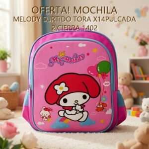MOCHILA MELODY SURTIDO TORA X14PULCADA 2 CIERRA 1402