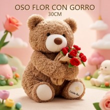 OSO FLOR CON GORRO 30CM