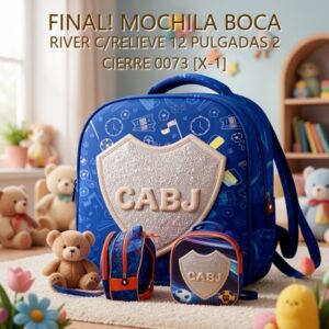 MOCHILA BOCA RIVER C/RELIEVE 12 PULGADAS 2 CIERRE 0073 [X-1]