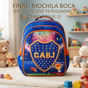 MOCHILA BOCA RIVER C/RELIEVE 16 PULGADAS 3 CIERRE 0080 [X-2]