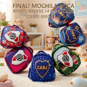 MOCHILA BOCA RIVER C/RELIEVE 14 PULGADAS 2 CIERRE 0097 [X-3]