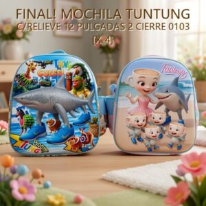 MOCHILA TUNTUNG C/RELIEVE 12 PULGADAS 2 CIERRE 0103 [X-4]