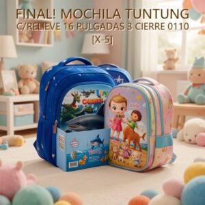 MOCHILA TUNTUNG C/RELIEVE 16 PULGADAS 3 CIERRE 0110 [X-5]