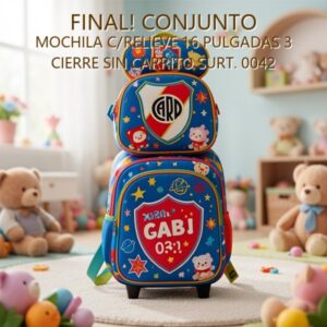 CONJUNTO MOCHILA C/RELIEVE 16 PULGADAS 3 CIERRE SIN CARRITO SURT. 0042 [X-164]