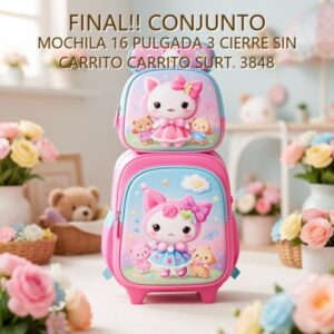 CONJUNTO MOCHILA 16 PULGADA 3 CIERRE SIN CARRITO CARRITO SURT. 3848 [21338-4]