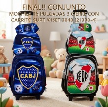 CONJUNTO MOCHILA 16 PULGADAS 3 CIERRE CON CARRITO SURT X1SET 3848 [21338-4]
