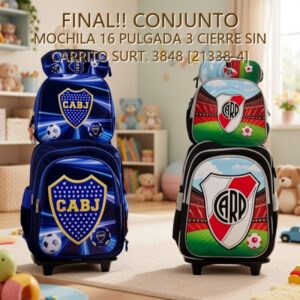 CONJUNTO MOCHILA 16 PULGADA 3 CIERRE SIN CARRITO SURT. 3848 [21338-4]