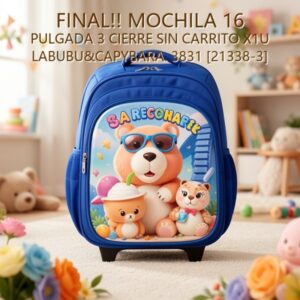 MOCHILA 16 PULGADA 3 CIERRE SIN CARRITO X1U LABUBU&CAPYBARA. 3831 [21338-3]