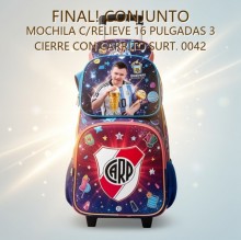 CONJUNTO MOCHILA C/RELIEVE 16 PULGADAS 3 CIERRE CON CARRITO SURT. 0042 [X-164]