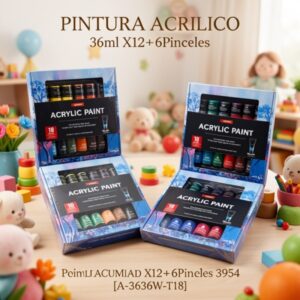 PINTURA ACRILICO 36ml X12+6Pinceles 3954 [A-3636W-T18]