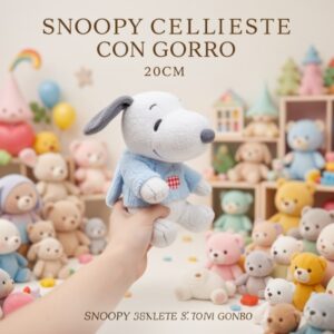 SNOOPY CELESTE CON GORRO 20CM
