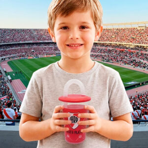 VASO CON BOMBILLA DE RIVER PLATE 400 ML