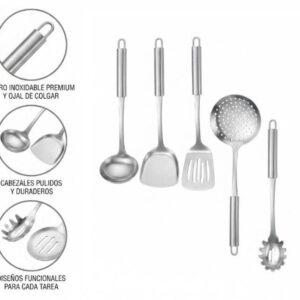 SET UTENSILIOS DE COCINA DE ACERO X 5 PCS