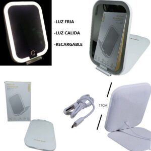 ESPEJO CON LUZ LED RECARGABLE C/BASE