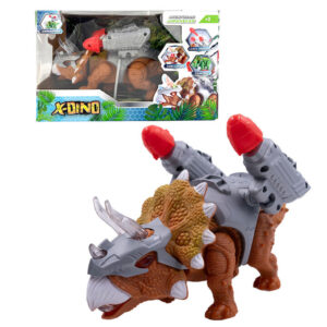 DINOSAURIO A PILA LANZA COHETES 26 X 17 X 13 CM