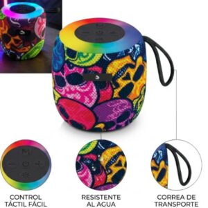 PARLANTE 3″ BLUETOOTH SKULL POP ART