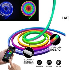TIRA LED NEON RGB 5 MT CON APP CELULAR