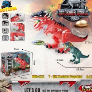 DINOSAURIO PROYE LUZ/SONID C/HUEVO 39CM