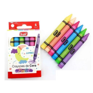 CRAYON DE CERA TRABI JUMBO COLORES PASTEL X6