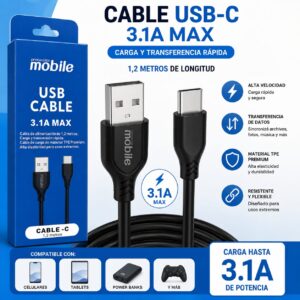 CABLE MOBILE TIPO C 3.1A MAX