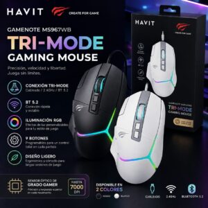 MOUSE HAVIT GAMER TRI-MODE MS967WB