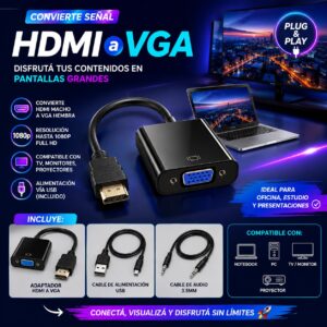 ADAPTADOR HDMI A VGA + AUDIO
