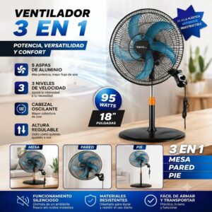 VENTILADOR TOKYO 18" 95W 3 EN 1