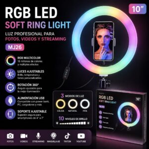 ARO DE LUZ LED RGB 26CM MJ26