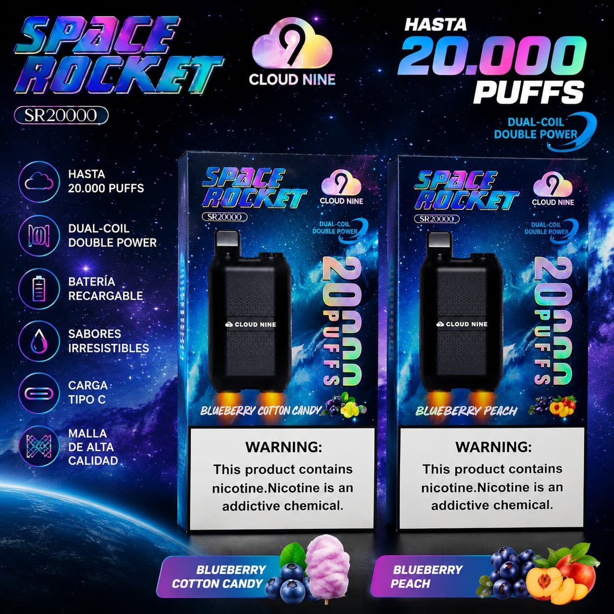 VAPER SPACE ROCKET 20MIL PUFFS