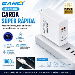 CARGADOR SANCI USB TIPO C 88W SC-T2940T