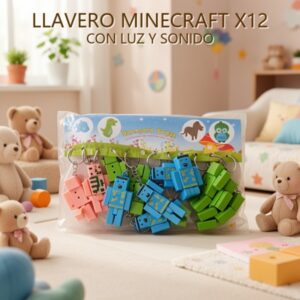 LLAVERO MINECRAFT X12 CON LUZ Y SONIDO