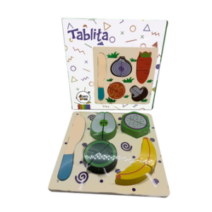 JUGUETE DIDÁCTICO DE MADERA TABLITA DE FRUTAS Y VERDURASS CON ENCASTRE 2007505087145 MT8714