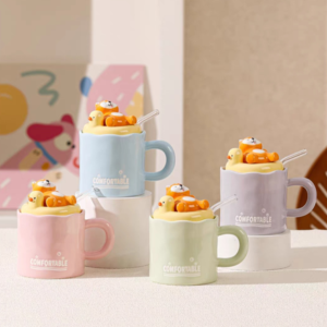TAZA CERAMICA CON ANIMALES BAÑANDO